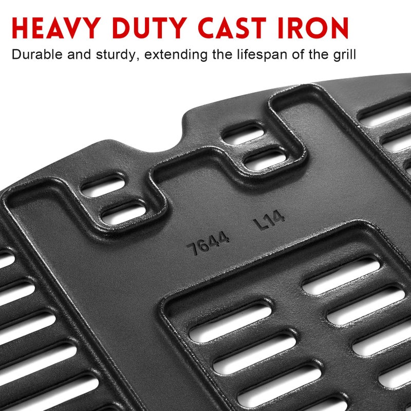 GGC 7644 7582 Grill Grates for Weber Q100 Q1000 Q120 Q1200 Q1400 Gas Grills, 17" x 12.7" Cast Iron Cooking Grates for Weber 50060001 51010001 51040001 51060001, 2PCS Baby Q Replacement Parts - Image 4